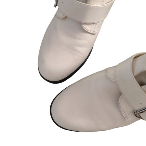 Forever 21 White Faux Leather Buckle Chunky Platform Ankle Boots Size 8 - Picture 3 of 14